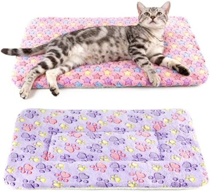 2 Pack Cat Blankets for Indoor Cats, Ultra Soft Reversible Mat, Fluffy Flannel by HeNdShe