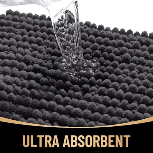 OLANLY Thick Chenille Large Bathroom Rugs Mats 44x32, Dark Grey - Image 3