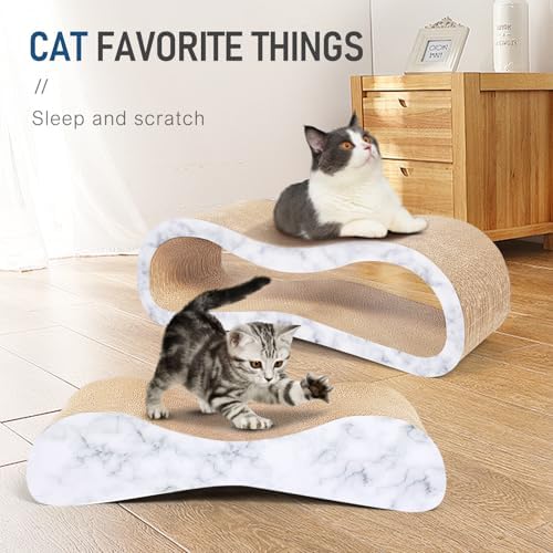FluffyDream 2 in 1 Cat Scratcher Cardboard Lounge Bed, Cat Scratching Post - Image 5