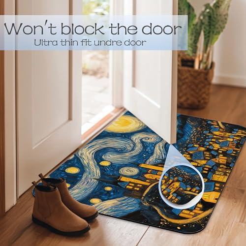 Bathroom Rug 29.5"x17", Night Sky Village Bath Mat - Image 7