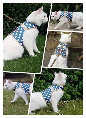 Cat Harness and Leash Set Escape Proof, Polka Dot Blue - Image 4