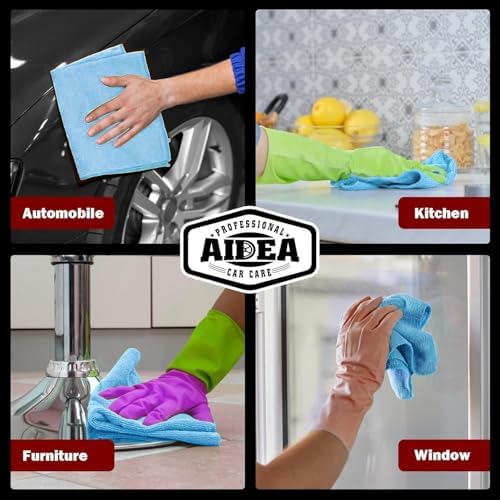 AIDEA Microfiber Cleaning Cloth Blue-50PK, Microfiber Towels - Image 5