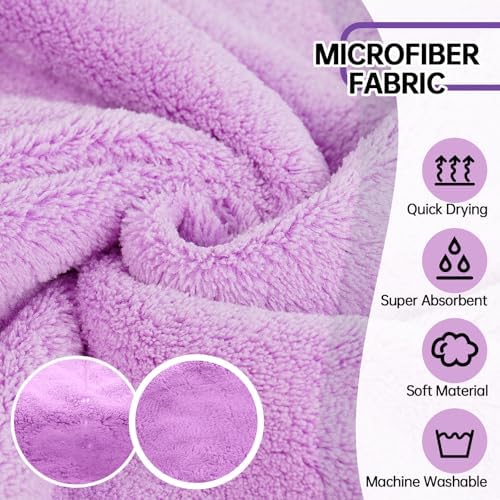 Dog Bathrobe, Fast Drying Coat, Super Absorbent Bath Towel Purple M - Image 2