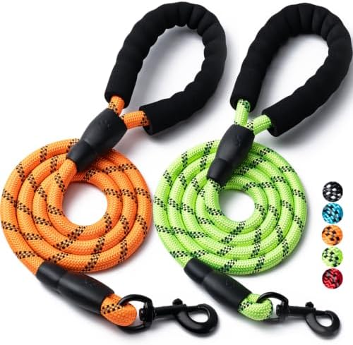 2 Pack Dog Leash, Heavy Duty Nylon Rope Pet Leashes by BOOMIBOO