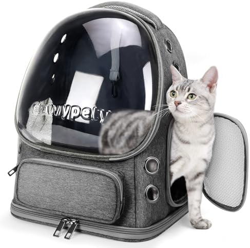 Cawypety Cat Backpack Carrier Large Space Bubble Backpack up to 12lbs Grey by Cawypety