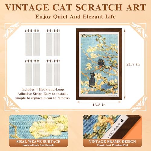 Wall Art Cat Scratcher, Framed Sisal Scratch Pad - Image 2