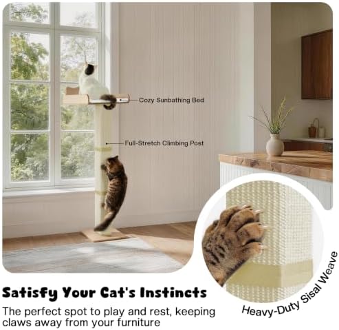 Cat Window Perch with Thick Sisal Scratching Post, Cat Hammock - Image 3