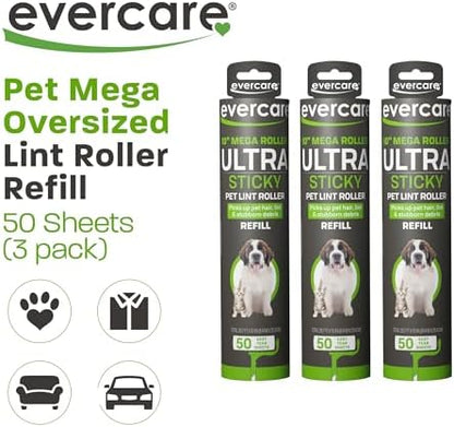Evercare Pack of 3 All-Purpose Pet Mega Oversized Lint Roller Refills, 50 - Image 3