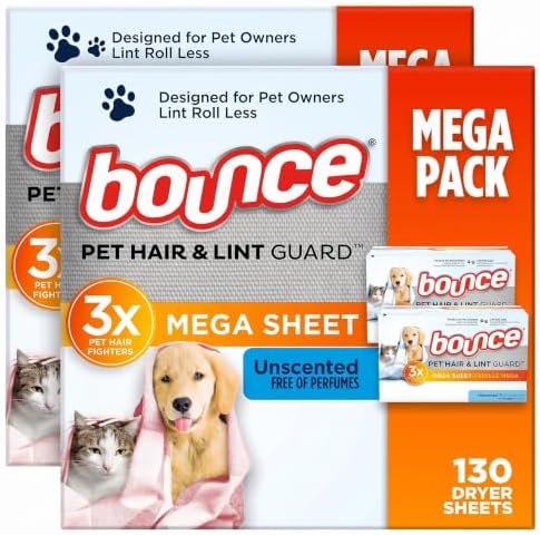 Bounce Pet Hair and Lint Guard Mega Dryer Sheets by Bounce