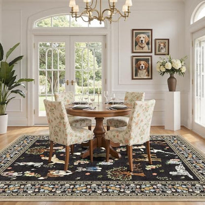 Black Floral Area Rug 6x9 for Living Room Bedroom - Image 4