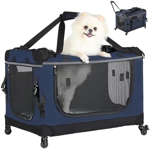 PEGIC 24" Collapsible Rolling Dog Crate by PEGIC