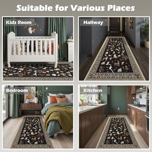 Black Hallway Runner Rug 2x4 for Bedroom Kitchen - Image 5