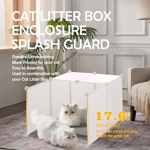 MEEXPAWS Cat Litter Box Enclosure, Splash Guard High Walls - Image 2
