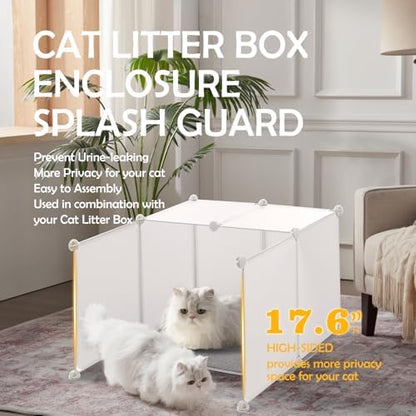 MEEXPAWS Cat Litter Box Enclosure, Splash Guard High Walls - Image 2