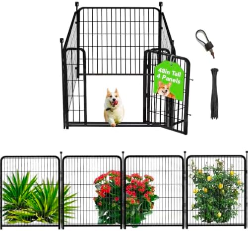 Getlay Dog Playpen 48 inch 4 Panels Dog Fence Outdoor by Getlaygardenfence
