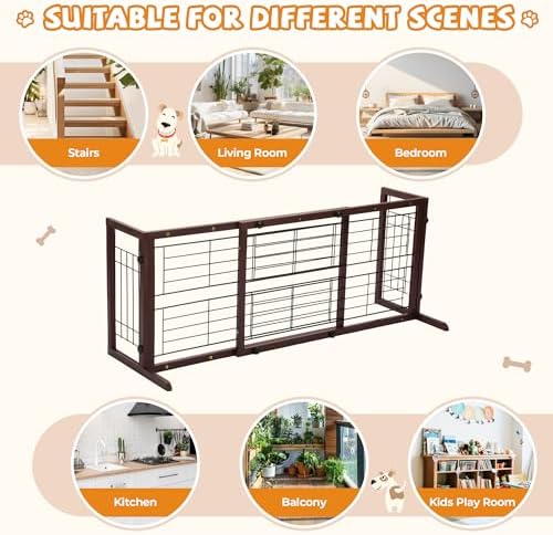 Coziwow 38-67" Freestanding Adjustable Dog Gate, No Drilling - Image 3