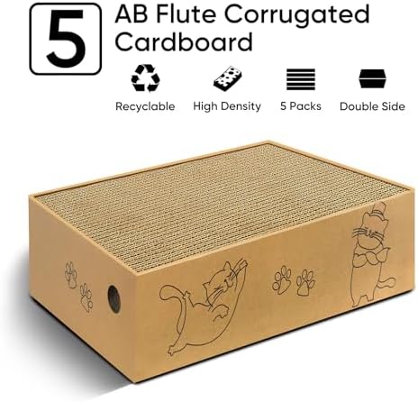 Cat Scratcher, 5 Packs in 1 Cardboard Box Cat Scratching Pad - Image 4
