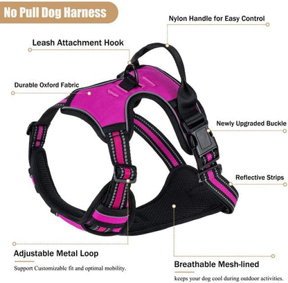 No Pull Dog Harness, Adjustable Reflective Front Clip Pet Vest - Image 2