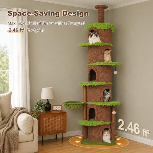MUTTROS Magic Forest Floor-to-Ceiling Cat Tree, Adjustable 96.8"-116.5" - Image 5