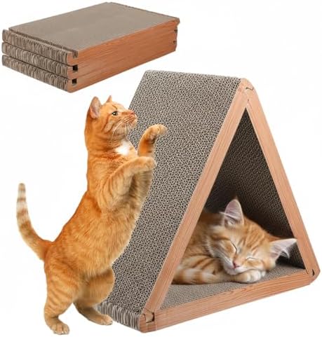 3-Sided Vertical Cat Scratching Post, Cat Scratcher Foldable, Triangle Cats by Unknown