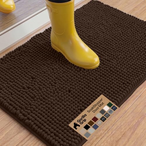 GORILLA GRIP SoakSTOPPER Dog Door Mat, Machine Wash and Dry, 36x24 Brown by GorillaGrip