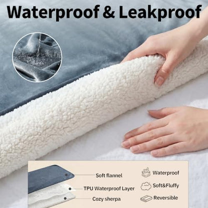 Sunheir Waterproof Blanket for Bed, Reversible Soft Flannel Twin Bed Blanket - Image 2