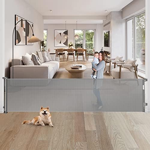 80 Inch Wide Baby Gate for Stairs Prevent Kid/Pet from Getting Through by 6080100120140168180ExtraWideRetractableGate