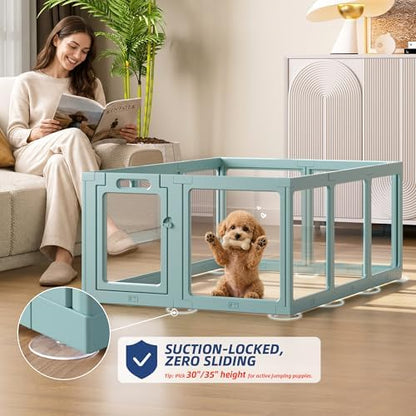 Clear Acrylic Dog Playpen Indoor Pet Pen, 8 Panels - Image 4