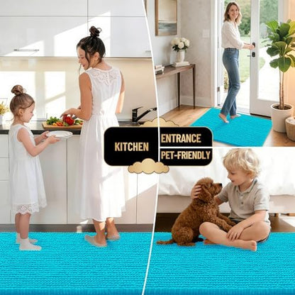 OLANLY Thick Chenille Small Bathroom Rugs Mats 24x16, Aqua Sky - Image 6