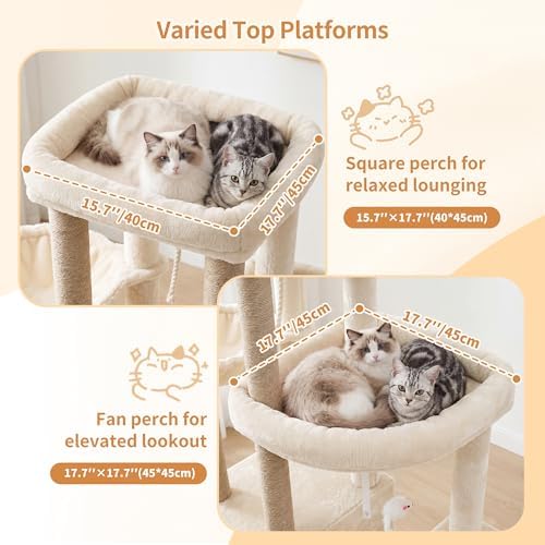 Heybly Cat Tree, 59.4" Secure Anti-Tip Cat Tower - Image 2