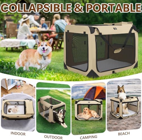 X-ZONE PET Dog Crate 3-Door Kennel, Collapsible Portable Soft Sided Pet Carriers - Image 5