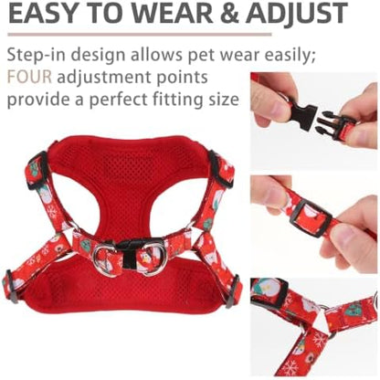 PUPTECK Christmas Dog Harness and Leash Set Small Sized, Step in No Pull - Image 3