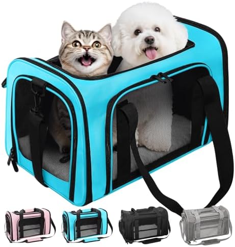 Soft-Sided Cat Carrier 18x11x11 in Expandable Travel Pet Bag 15LBS by Lowiparr