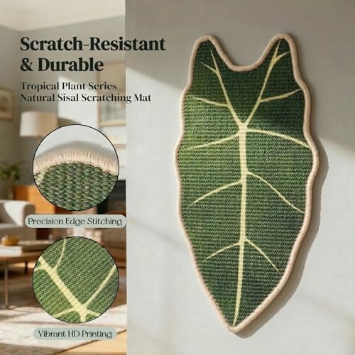 Premium Natural Sisal Botanical Leaf Cat Scratcher Mat, Extra Large Leaf-Shaped - Image 5