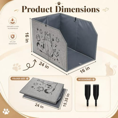 Lawei Waterproof Cat Litter Box Enclosure Splash Guard - Image 2