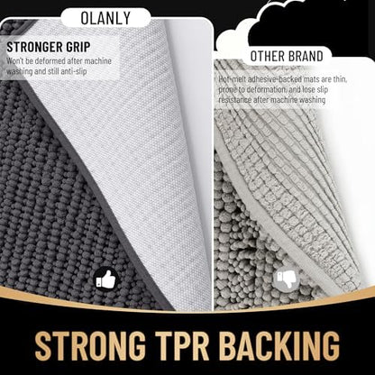 OLANLY Thick Chenille Large Bathroom Rugs Mats 44x32, Dark Grey - Image 5