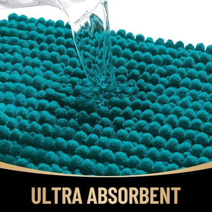 OLANLY Thick Chenille Absorbent Bathroom Rugs Mat 36x24, Deep Lake - Image 3