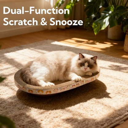 3 Pack Cat Scratcher Bed, Oval Cardboard Cat Scratcher Cat Scratch Pad Board - Image 2