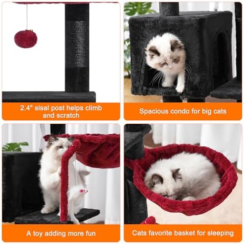 Heybly Cat Tree with Toy, 43.3 inch Cat Tower - Image 5