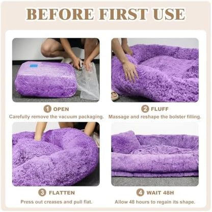 Human Dog Bed, Washable Faux Fur Pet Bed - Image 6