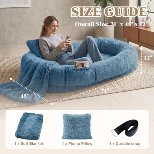 WROS Human Dog Bed, Washable Faux Fur Pet Bed - Image 2
