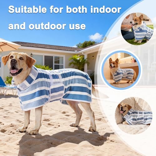 Dog Bathrobe, Quick-Dry Striped Drying Robe - Image 4