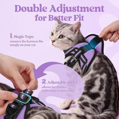 rabbitgoo Cat Harness and Leash Set, Step-in Soft Vest, Light Purple - Image 3