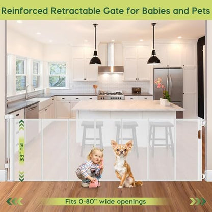 Reinforced 80 Inch Extra Wide Retractable Baby Gate - Image 2