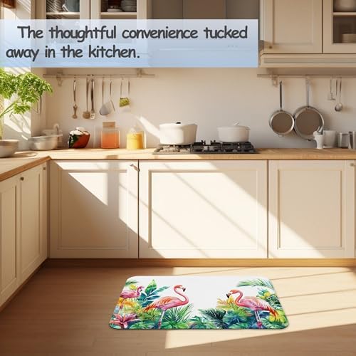 Flamingo Bathroom Rug 29.5"x17", Tropical Flowers Leaves Quick-Drying Super - Image 6