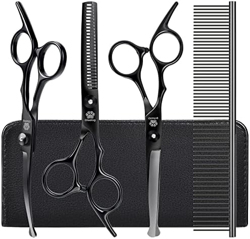 Dog Grooming Scissors Kit with Safety Round Tips, GLADOG Professional 5 in 1 by GLADOG