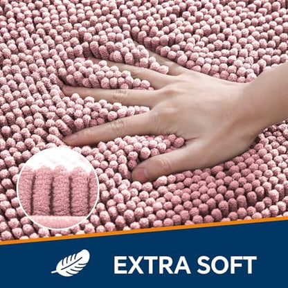 Chenille Bathroom Runner Rug 24"x60" Blush, Plush Bath Mat - Image 3