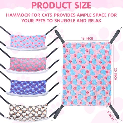 8 Pcs Cat Hammock for Cage, Pet Hammock Bed, Reversible Hanging Cat Hammocks - Image 2