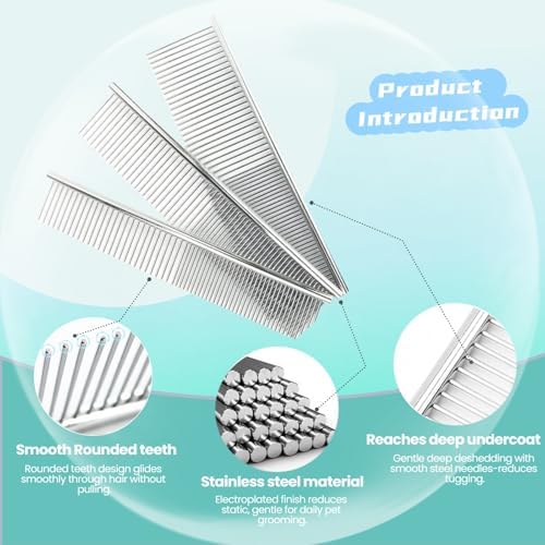 MEDUWEDU Stainless Steel Pet Comb Set – Grooming Combs - Image 4