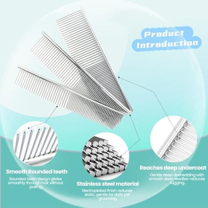 MEDUWEDU Stainless Steel Pet Comb Set – Grooming Combs - Image 4